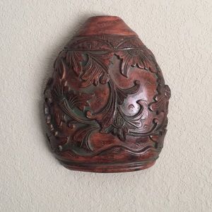 Carved Wooden Vase Wall Art